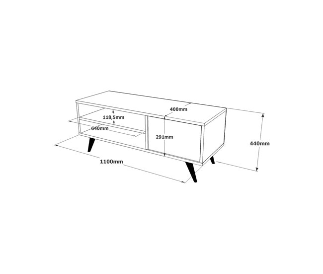 Conforama Mueble De Televisión Dpavar Aparador De Salón Mueble Bajo Para TV Base De Pared Equipada 110x40h44 Cm Roble