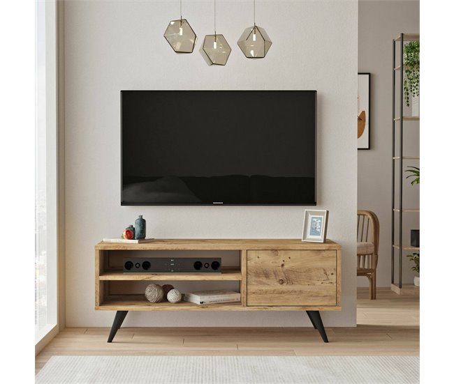 Conforama Mueble De Televisión Dpavar Aparador De Salón Mueble Bajo Para TV Base De Pared Equipada 110x40h44 Cm Roble