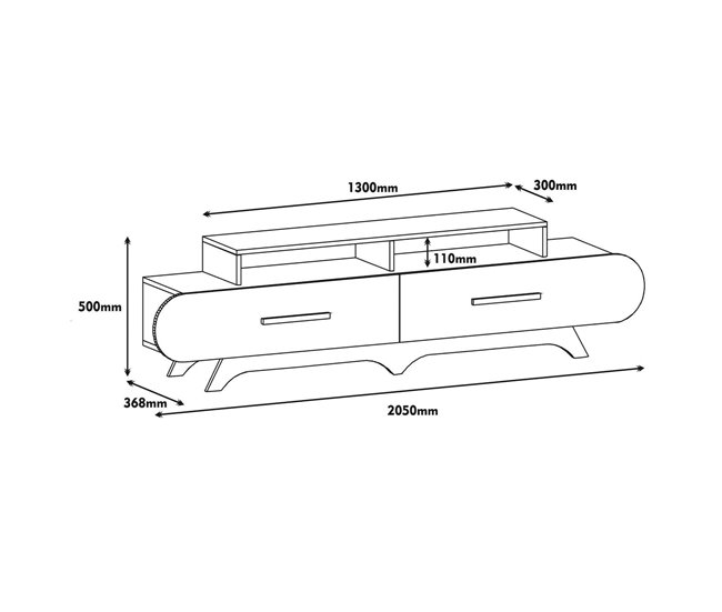 Conforama Mueble De Televisión Dpereyr Aparador De Salón Mueble Bajo Para TV Base De Pared Equipada 205x37h50 Cm Nogal Y Blanco