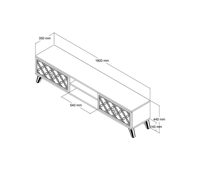 Conforama Mueble De Televisión Dpietr Aparador De Salón Mueble Bajo Para TV Base De Pared Equipada 180x35h44 Cm Nogal Y Blanco