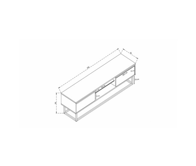 Conforama Mueble De Televisión Dpirol Aparador De Salón Mueble Bajo Para TV Base De Pared Equipada 180x40h50 Cm Negro Y Roble