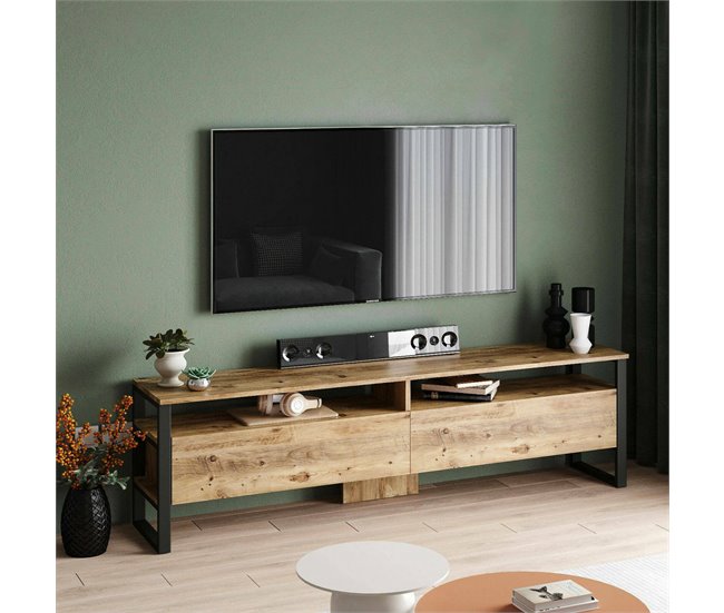 Conforama Mueble De Televisión Dpirozz Aparador De Salón Mueble Bajo Para TV Base De Pared Equipada 180x36h56 Cm Roble
