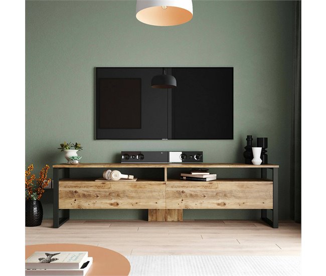Conforama Mueble De Televisión Dpirozz Aparador De Salón Mueble Bajo Para TV Base De Pared Equipada 180x36h56 Cm Roble