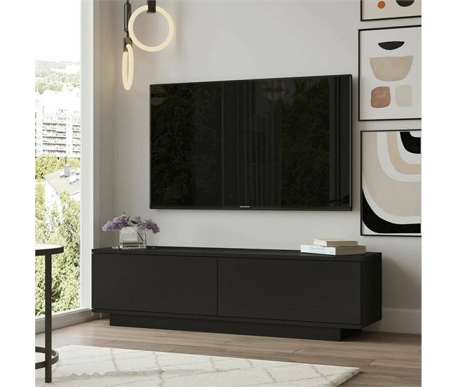 Conforama Mueble De Televisión Dpoloni Aparador De Salón Mueble Bajo Para TV Base De Pared Equipada 140x36h38 Cm Negro