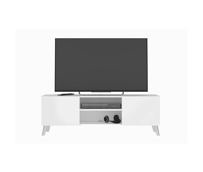 Conforama Mueble de TV 2 puertas blanco Brighton 1 - L140 cm x H46 5 cm
