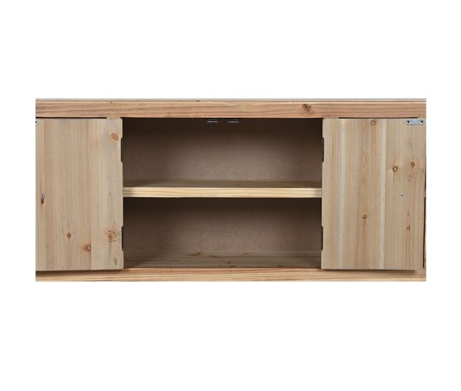 Conforama Mueble De TV Home ESPRIT Negro Natural Abeto Madera MDF 130 X 24 X 51 Cm