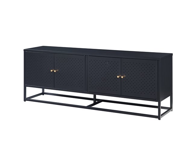 Conforama Mueble de TV Janakkala acero 153x35x55cm - Negro [en.casa]