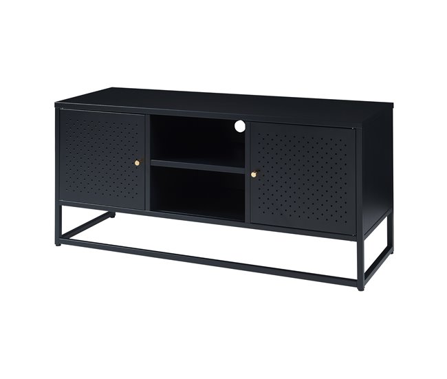 Conforama Mueble de TV Janakkala con 2 puertas acero 120x40x55cm - Negro [en.casa]