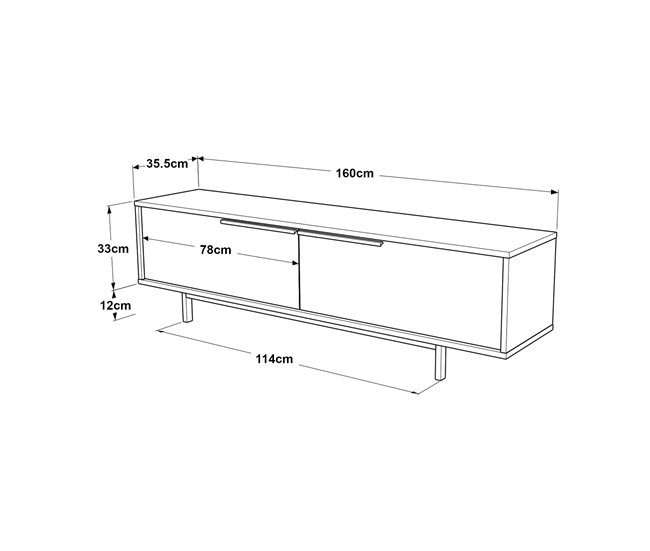 Conforama Mueble De TV Kvænangen Con 2 Puertas Aglomerado 160x35.5x45cm - Roble / Ratán [en.casa]