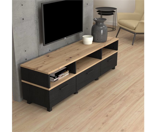 Conforama Mueble De TV LAKMOS Roble Negro Y Artisan
