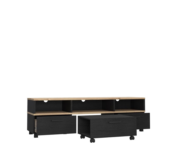 Conforama Mueble De TV LAKMOS Roble Negro Y Artisan