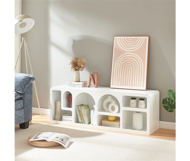 Conforama Mueble De TV Vågå MDF 140x40x48 Cm - Blanco [en.casa]