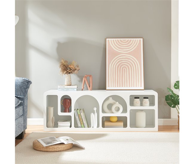 Conforama Mueble De TV Vågå MDF 140x40x48 Cm - Blanco [en.casa]