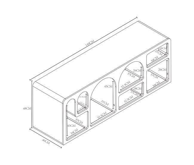 Conforama Mueble De TV Vågå MDF 140x40x48 Cm - Blanco [en.casa]