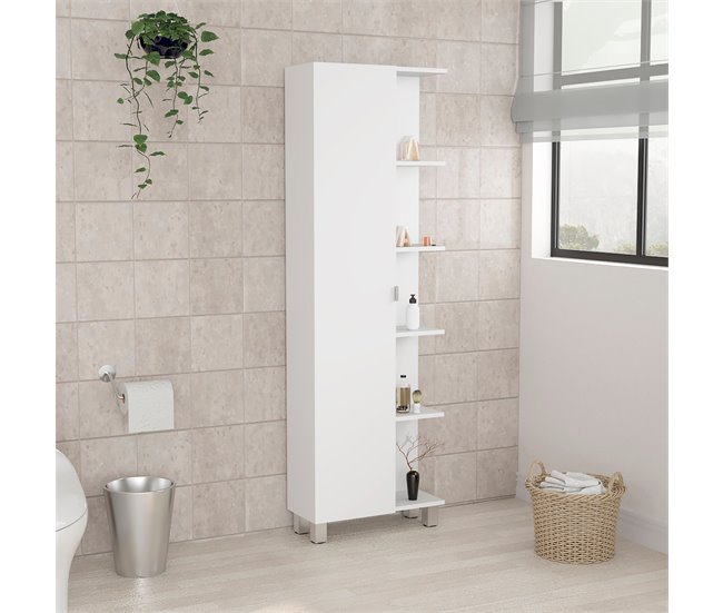 Conforama Mueble Esquinero De Baño Urano Con 5 Estantes 62.2 CM A X 20.15 CM An X 8.58 CM P Blanco