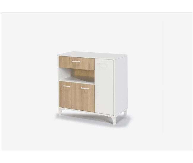 Conforama Mueble Microondas FRESH DMF 2 Puertas Roble Y Blanco