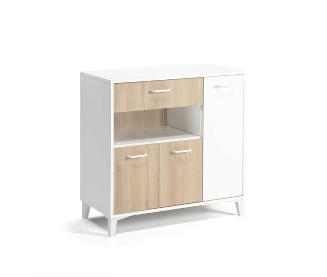 Conforama Mueble Microondas FRESH DMF 2 Puertas Roble Y Blanco