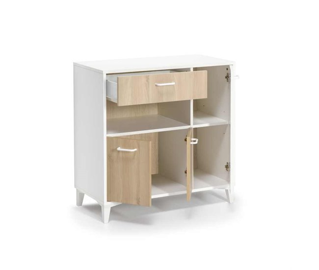 Conforama Mueble Microondas FRESH DMF 2 Puertas Roble Y Blanco
