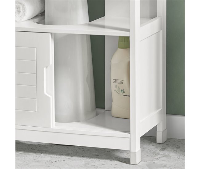 Conforama Mueble Para Debajo Del Lavabo Armario De Baño De Suelo 1 Estante Y 2 Puertas Correderas FRG128-II-W SoBuy ES