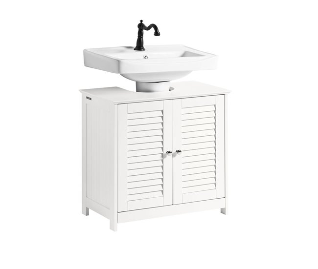 Conforama Mueble Para Debajo Del Lavabo Armario De Baño De Suelo 2 Estante Y 2 Puertas Correderas FRG237-II-W SoBuy ES
