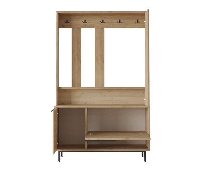 Conforama Mueble recibidor Kvænangen aglomerado 178x112x35.5cm - Roble y Ratán [en.casa]