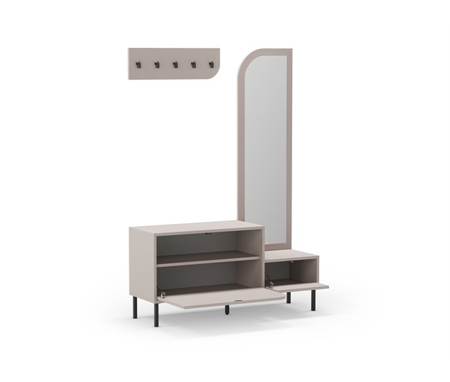 Conforama Mueble Recibidor Zapatero Crema Con Espejo BEA
