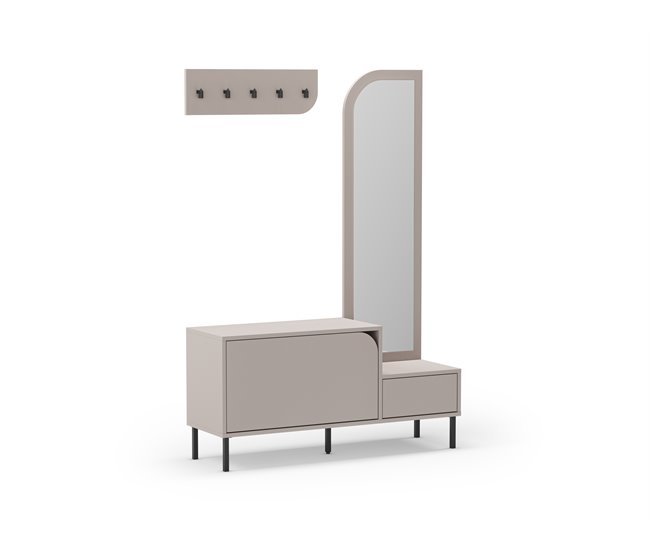 Conforama Mueble Recibidor Zapatero Crema Con Espejo BEA