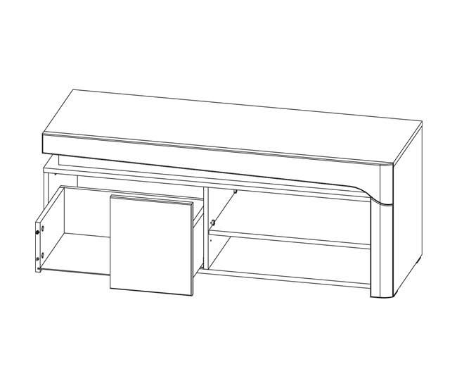 Conforama Mueble TV 1 Cajón 121 Cm Con LED Teo Blanco Y Gris