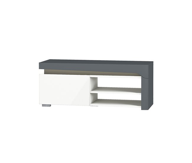 Conforama Mueble TV 1 cajón 121 cm con LED Teo Blanco y Gris