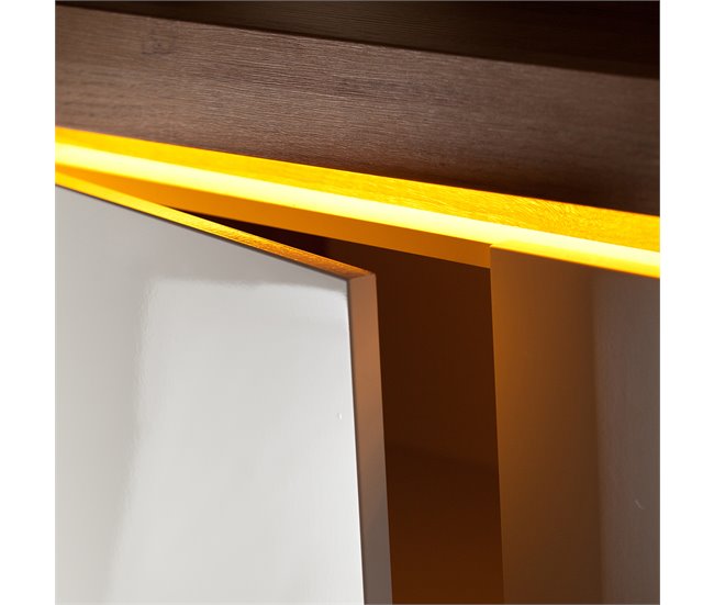 Conforama Mueble TV 1 Cajón 121 Cm Con LED Teo Blanco Y Madera