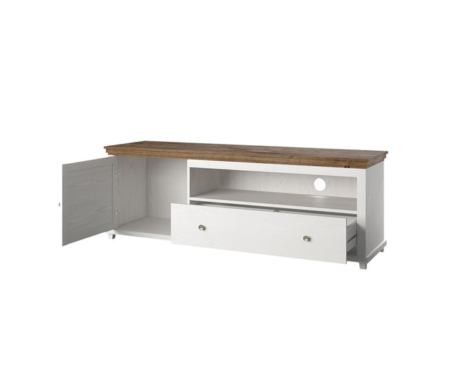 Conforama Mueble TV 1 Puerta 1 Cajón 181 Cm Martin Madera Blanco