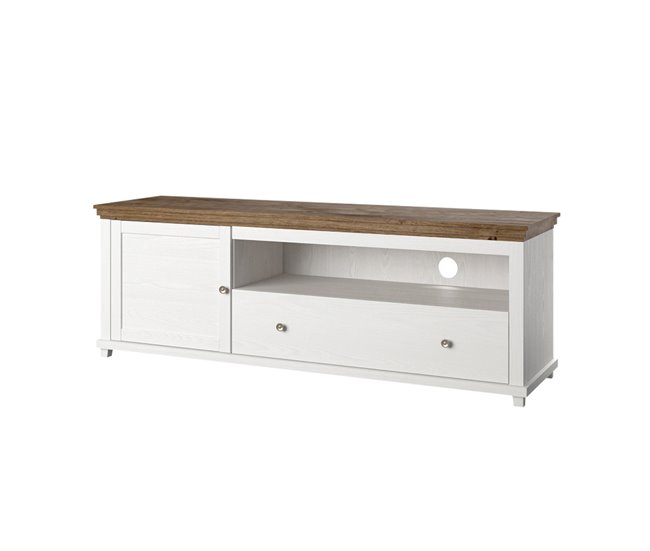 Conforama Mueble TV 1 puerta 1 cajón 181 cm Martin Madera Blanco