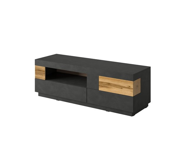 Conforama Mueble TV 1 puerta 2 cajones 160 cm Andrea Gris antracita y Madera