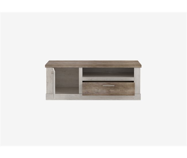 Conforama Mueble TV 1 Puerta Y 1 Cajón VERONA Blanco Y Madera