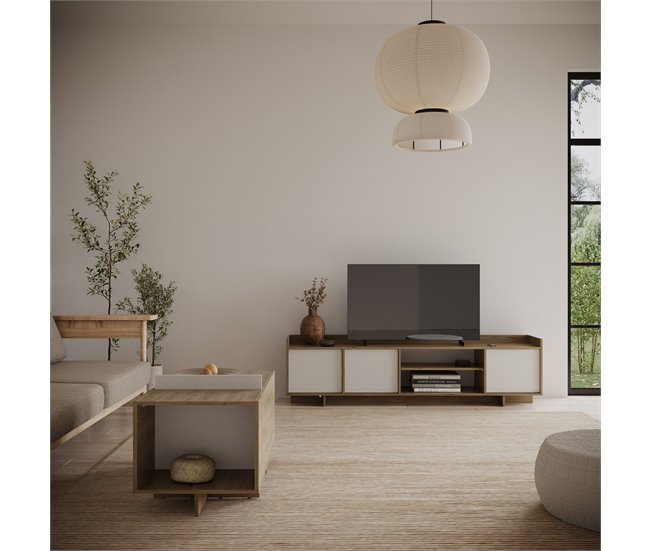 Conforama Mueble Tv 180cm 3 Puertas Roble Y Blanco CLAP