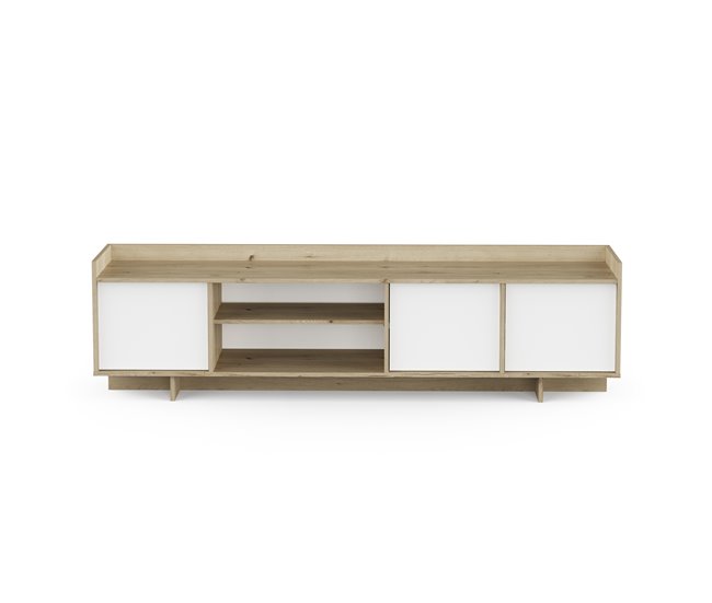 Conforama Mueble tv 180cm 3 puertas roble y blanco CLAP