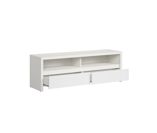 Conforama Mueble TV 2 Cajones 2 Compartimientos 143 Cm Soren Blanco