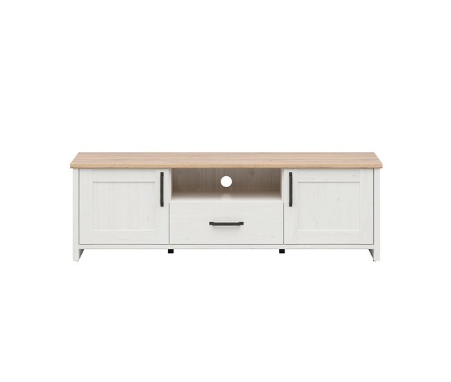 Conforama Mueble TV 2 Puertas 1 Cajón 160 Cm Aksel Blanco Y Madera