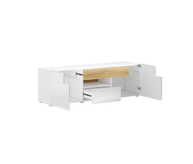 Conforama Mueble TV 2 Puertas 2 Cajones 159 Cm Jules Blanco Y Madera