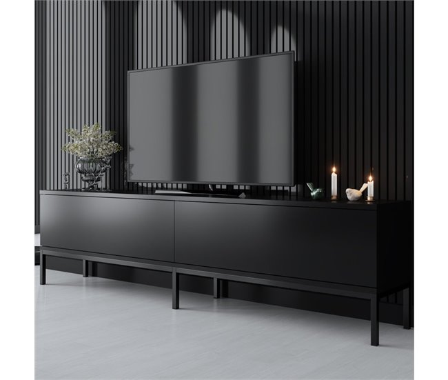 Conforama Mueble TV 2 Puertas Abatibles Negro L180 Cm - LORD