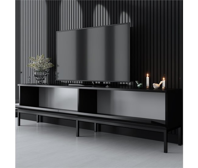 Conforama Mueble TV 2 Puertas Abatibles Negro L180 Cm - LORD