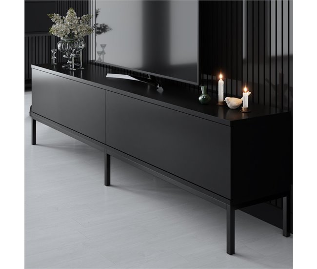 Conforama Mueble TV 2 Puertas Abatibles Negro L180 Cm - LORD