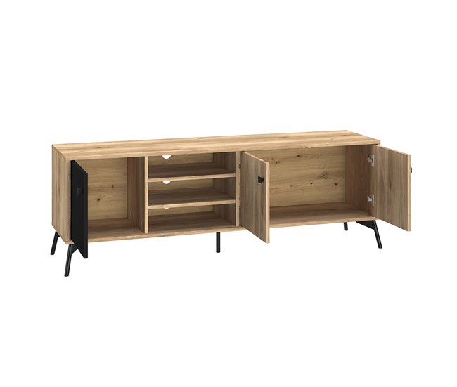 Conforama Mueble TV 3 Puertas 160 Cm Elara Madera Y Negro