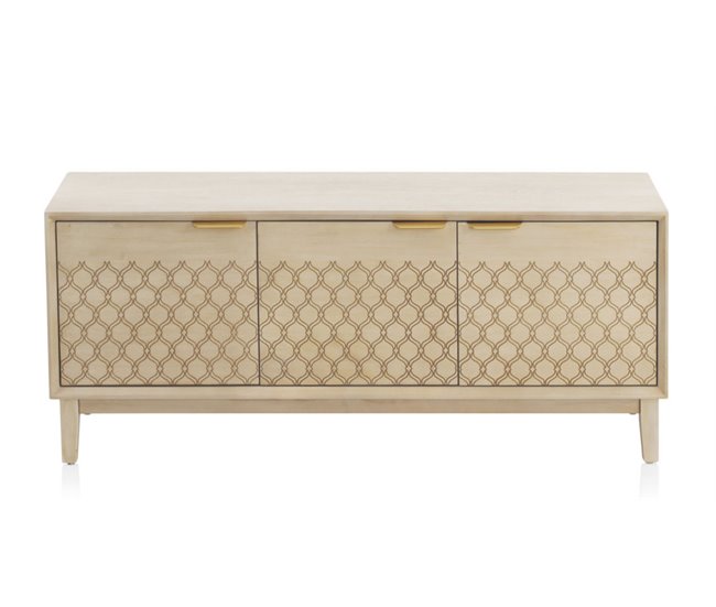 Conforama Mueble TV 3 Puertas Chapado Roble Acabado Marfil