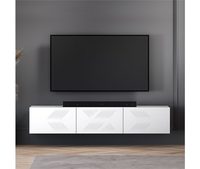 Conforama Mueble TV De Pared 3 Puertas 170 Cm Aura Blanco
