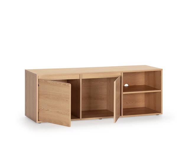 Conforama Mueble TV Tori 2 Puertas 2 Huecos Color Roble 130 Cm