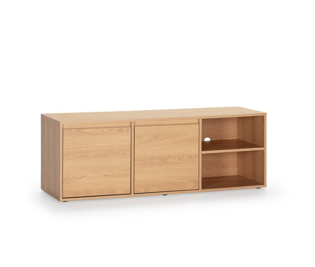 Conforama Mueble TV Tori 2 Puertas 2 Huecos Color Roble 130 cm