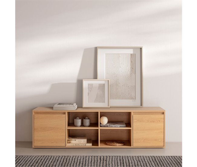 Conforama Mueble TV Tori 2 Puertas 4 Huecos Color Roble 160 Cm