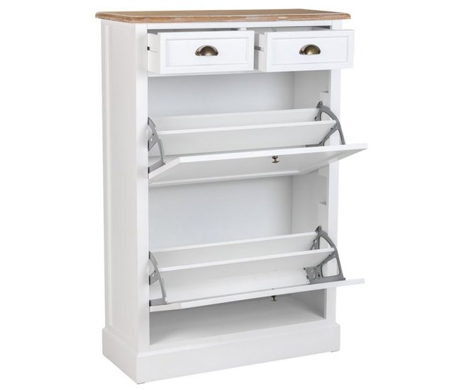 Conforama Mueble Zapatero De Madera En Color Blanco 120.5x33x80 Cm