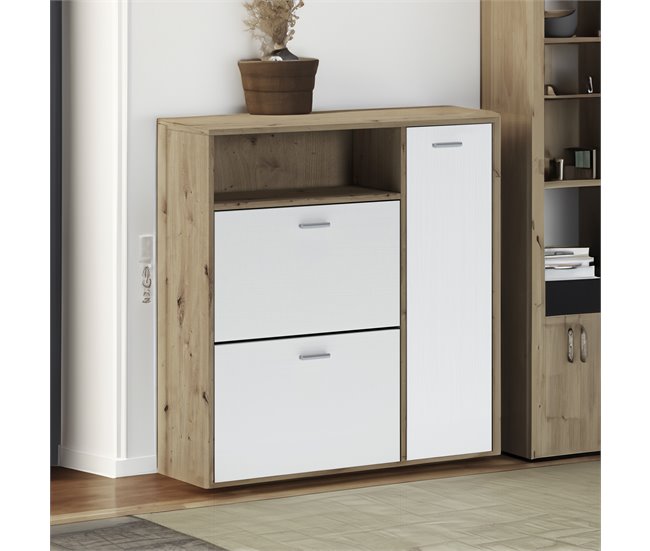 Conforama Muebles De Entrada Dafenagya Entrada Para Perchas Composición Para Atrio Consola De Almacenamiento Multifunción 92x27h94 Cm Roble Y Blanco